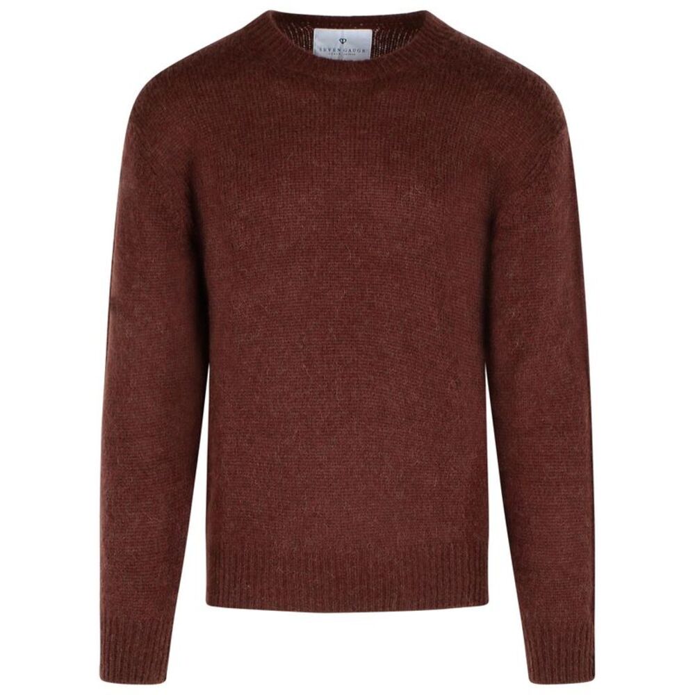 Seven Gauge Brown Alpaca Blend Sweater Men